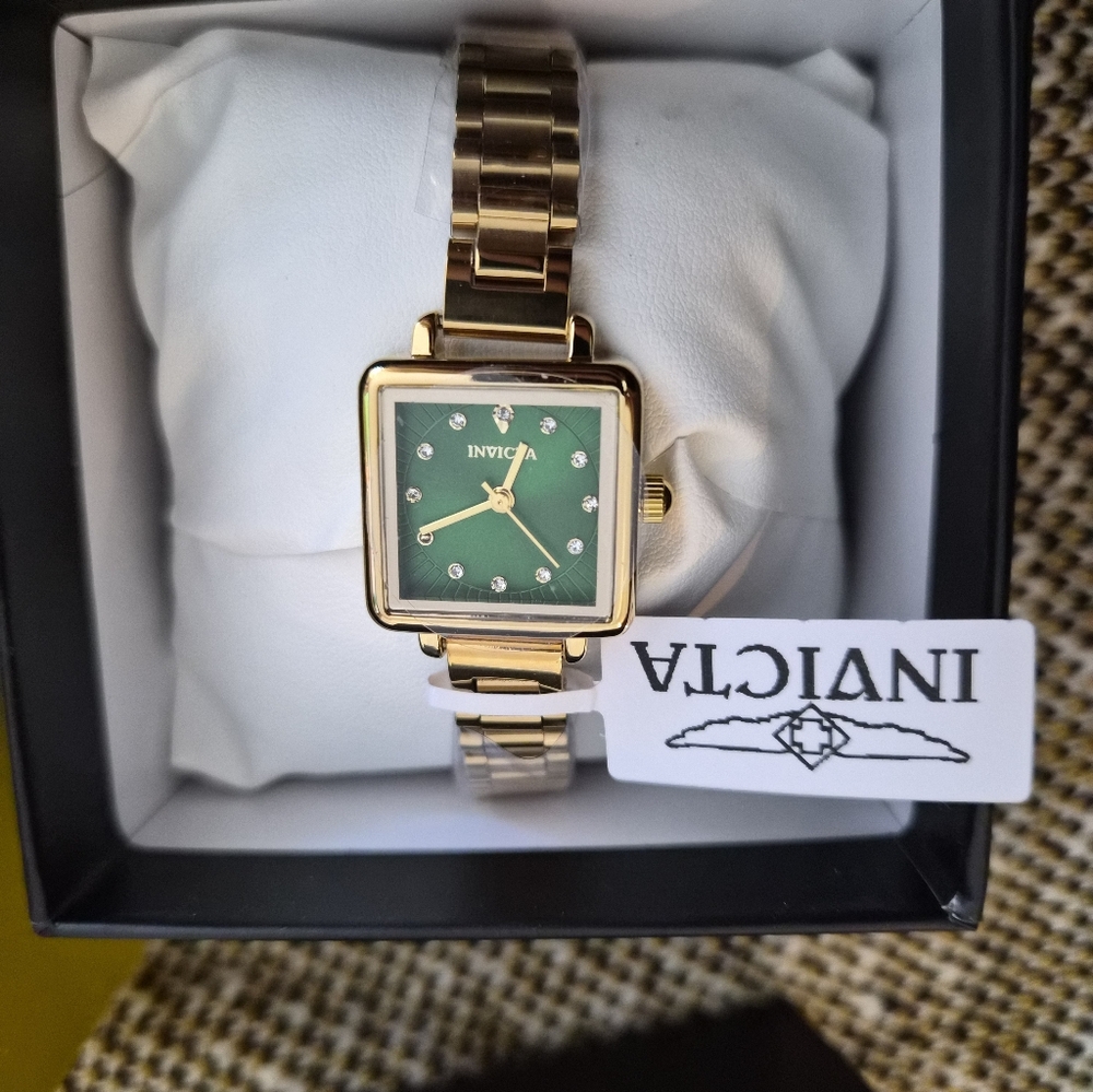 Invicta Gold Watch with Green Dial